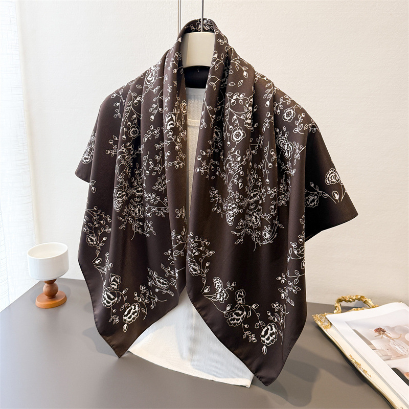 Ascot Neck Scarf - Lenço quadrado vintage de luxo, 90x90cm,