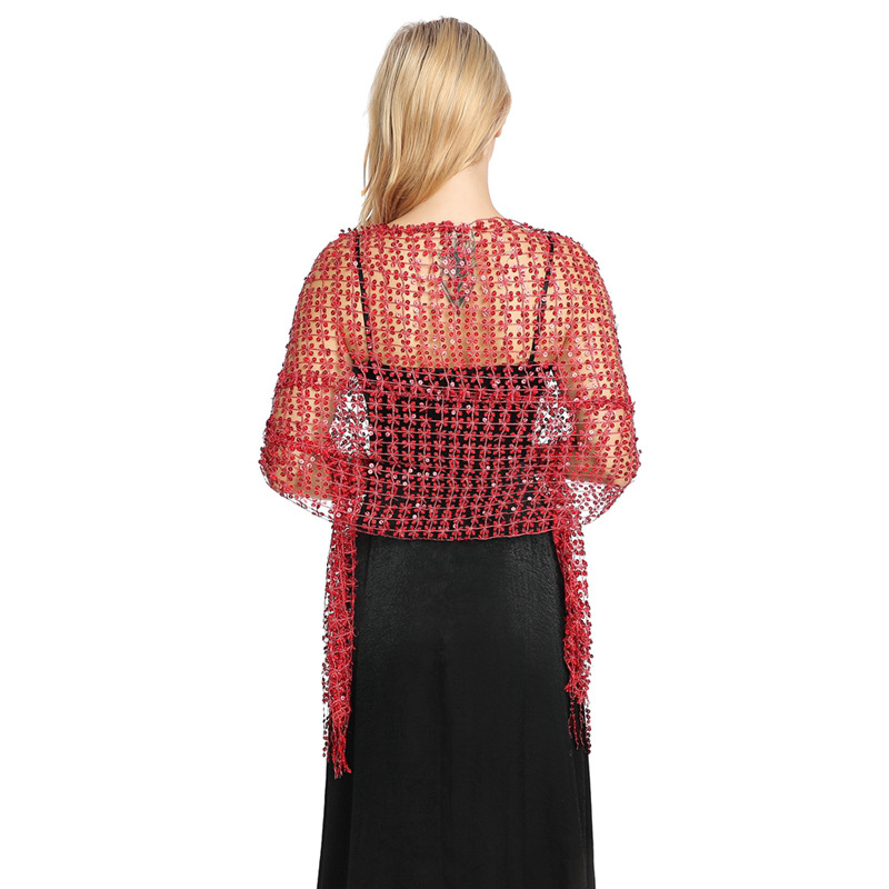 Stole Wedding Shawl - Xale de Franjas com Lantejoulas Europeu