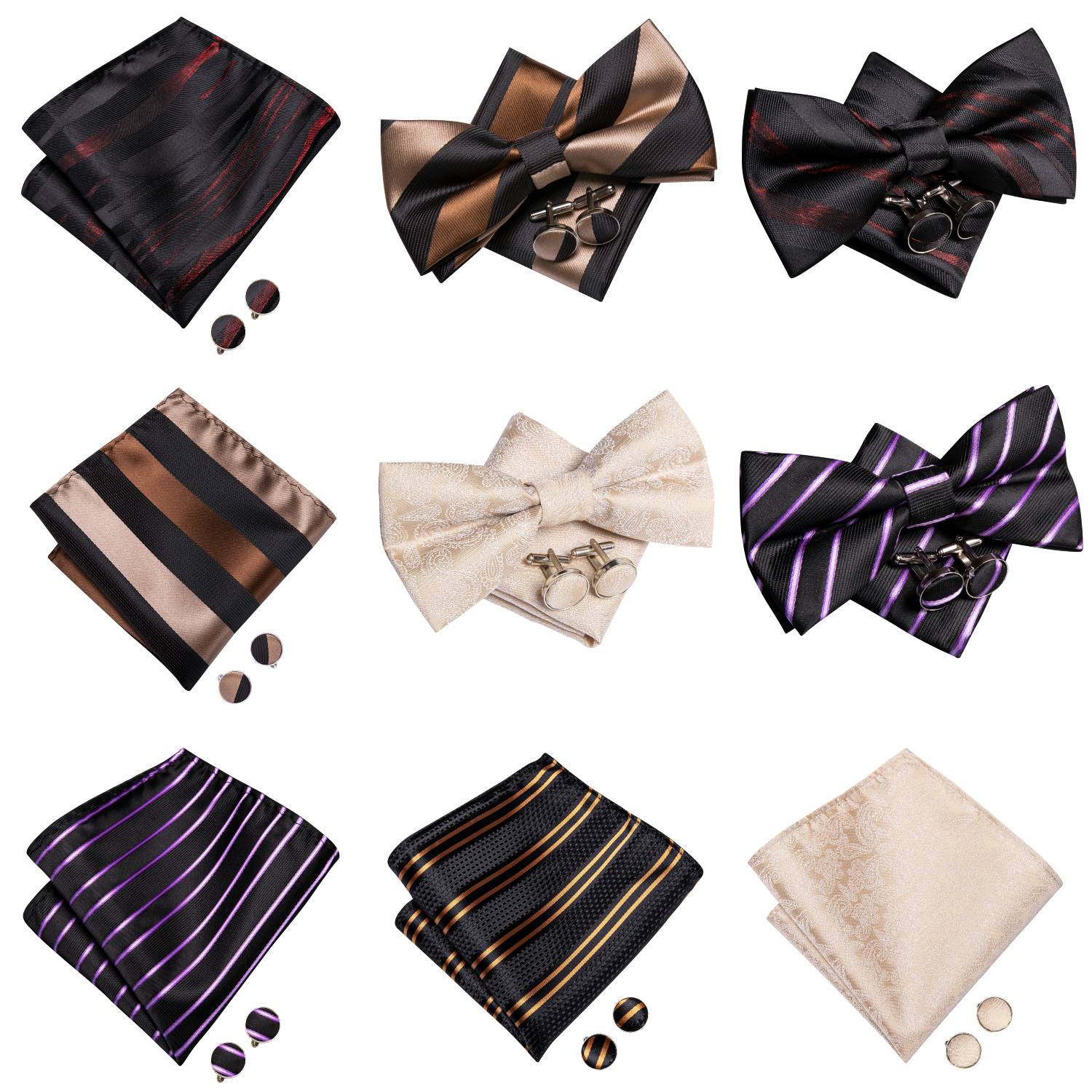 Bow Tie Pre Tied - Gravata borboleta masculina, abotoaduras pré-amarradas, vermelho,