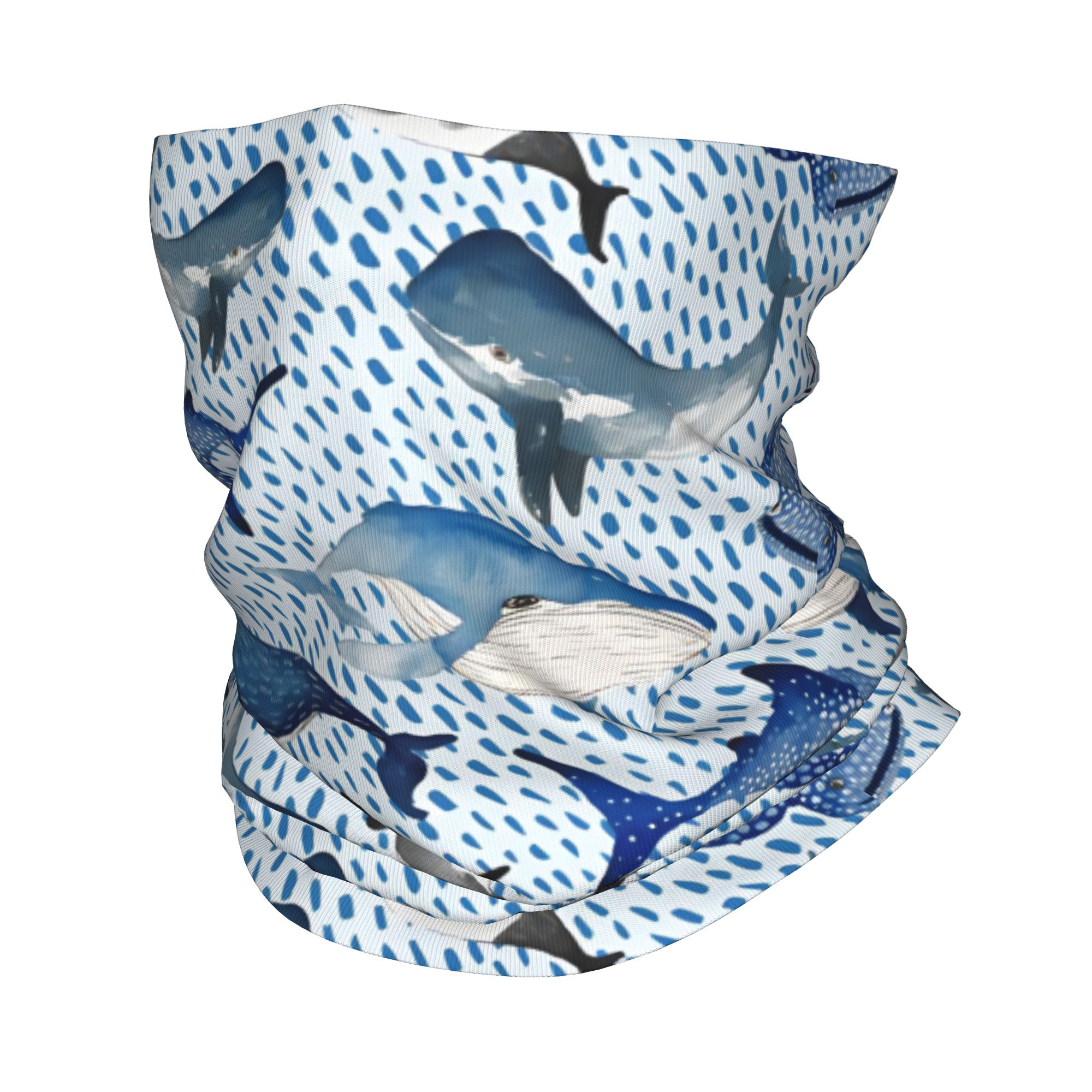 Neck Warmer Tube - Personalizado azul aquarela tubarão inverno bandana