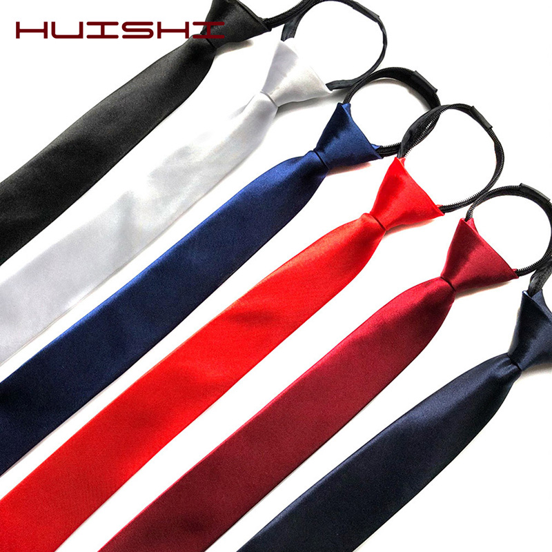 Skinny Tie Men - Huishi masculino zíper gravata magro 5cm