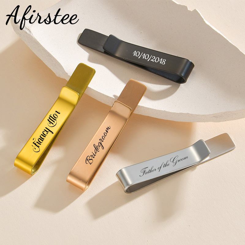 Tie Bar Set Gift - Afirstee clipes de gravata com nome
