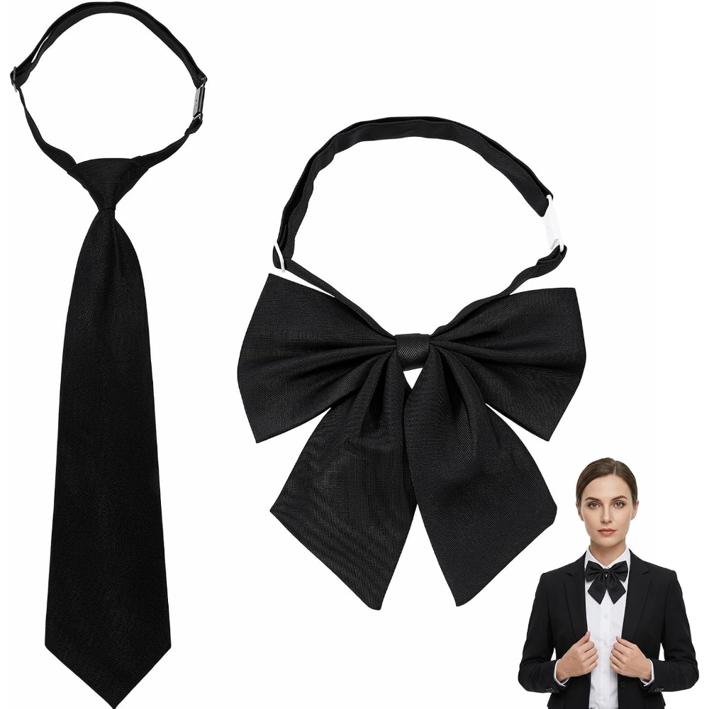 Bow Tie Pre Tied - Laços Pretos para Mulheres, Laços Grandes