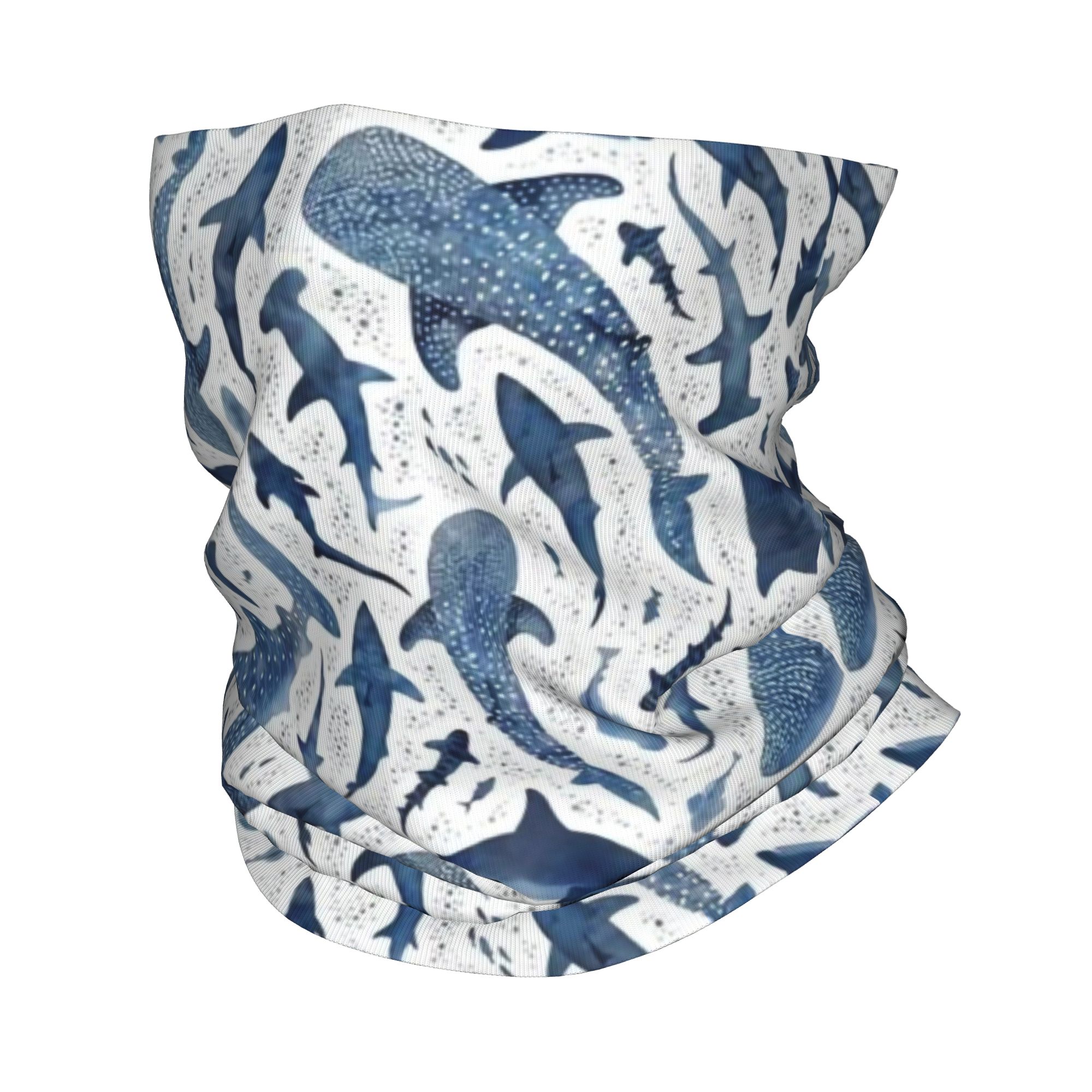 Neck Warmer Tube - Personalizado azul aquarela tubarão bandana pescoço