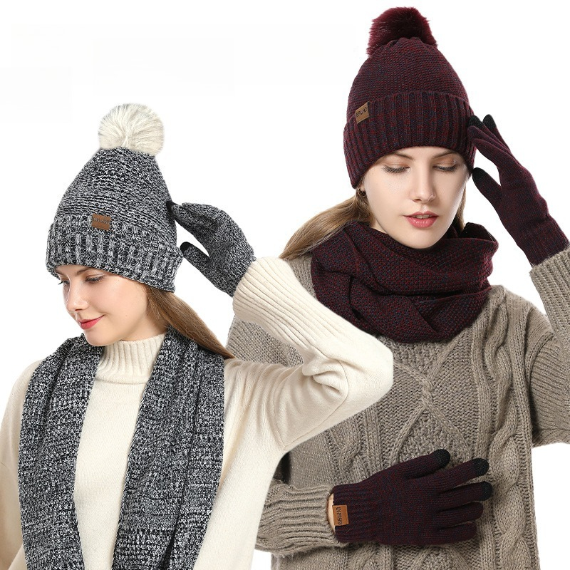 Infinity Scarf Knit - Conjunto Feminino de Inverno 3 Peças