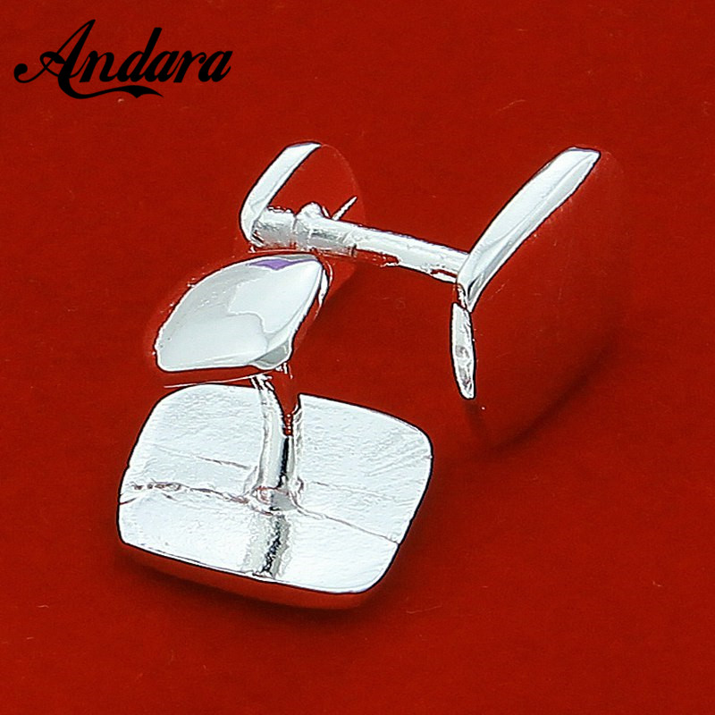Tie Clip Silver - Venda quente prata quadrado abotoaduras masculino