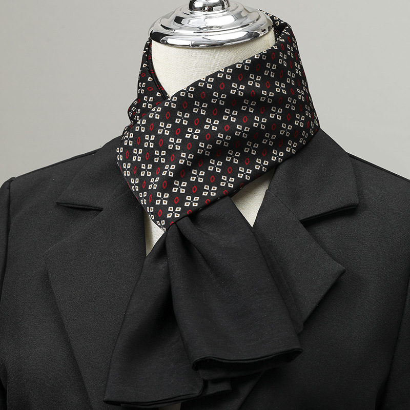 Ascot Neck Scarf - Lenço masculino imitação de seda pescoço