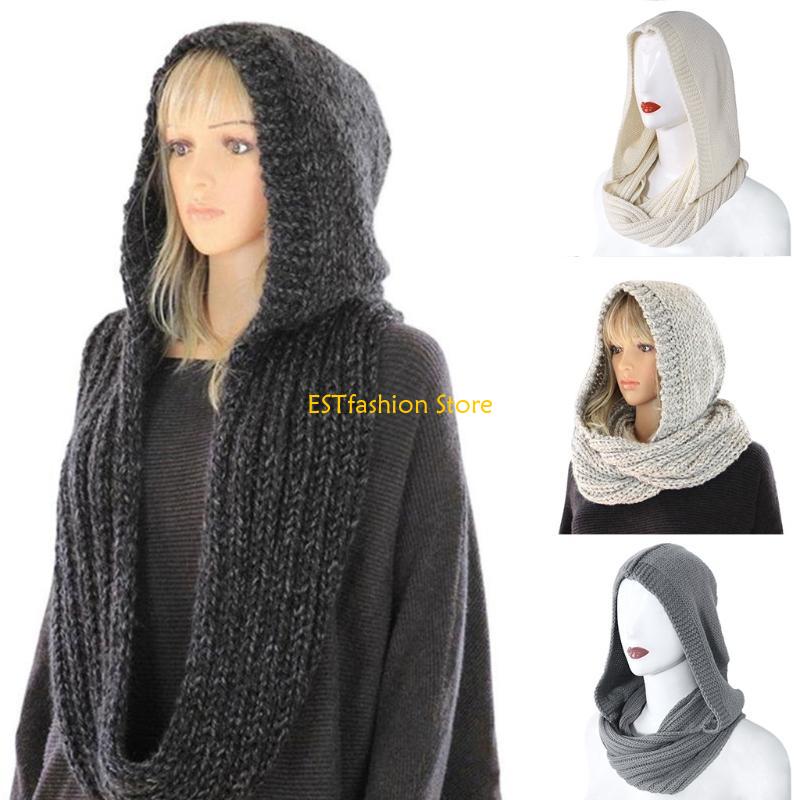 Infinity Scarf Knit - Y5GC feminino capuz malha inverno para