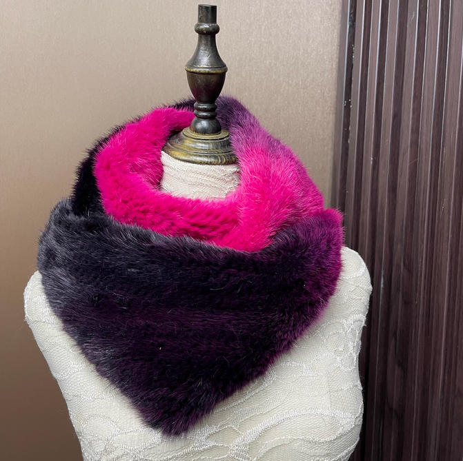 Lenço de pele de vison genuíno - Infinity Scarf Knit avaliação e preço