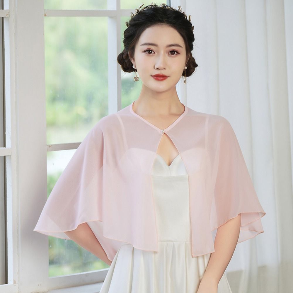 Capa vintage de chiffon transp - Stole Wedding Shawl avaliação e preço