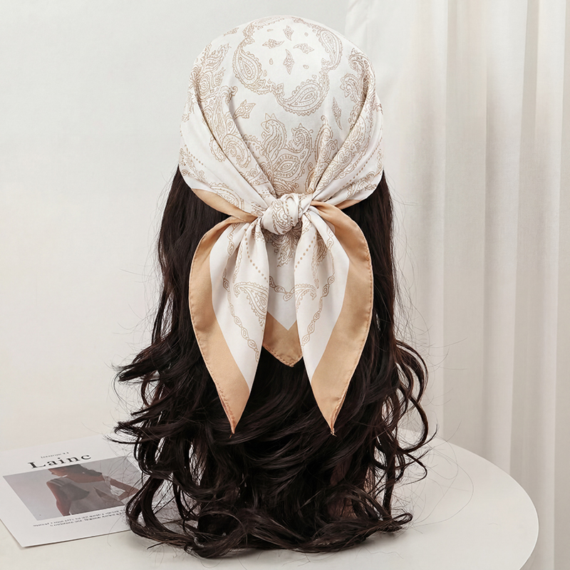Lenço Quadrado Vintage Bege co - Ascot Neck Scarf avaliação e preço
