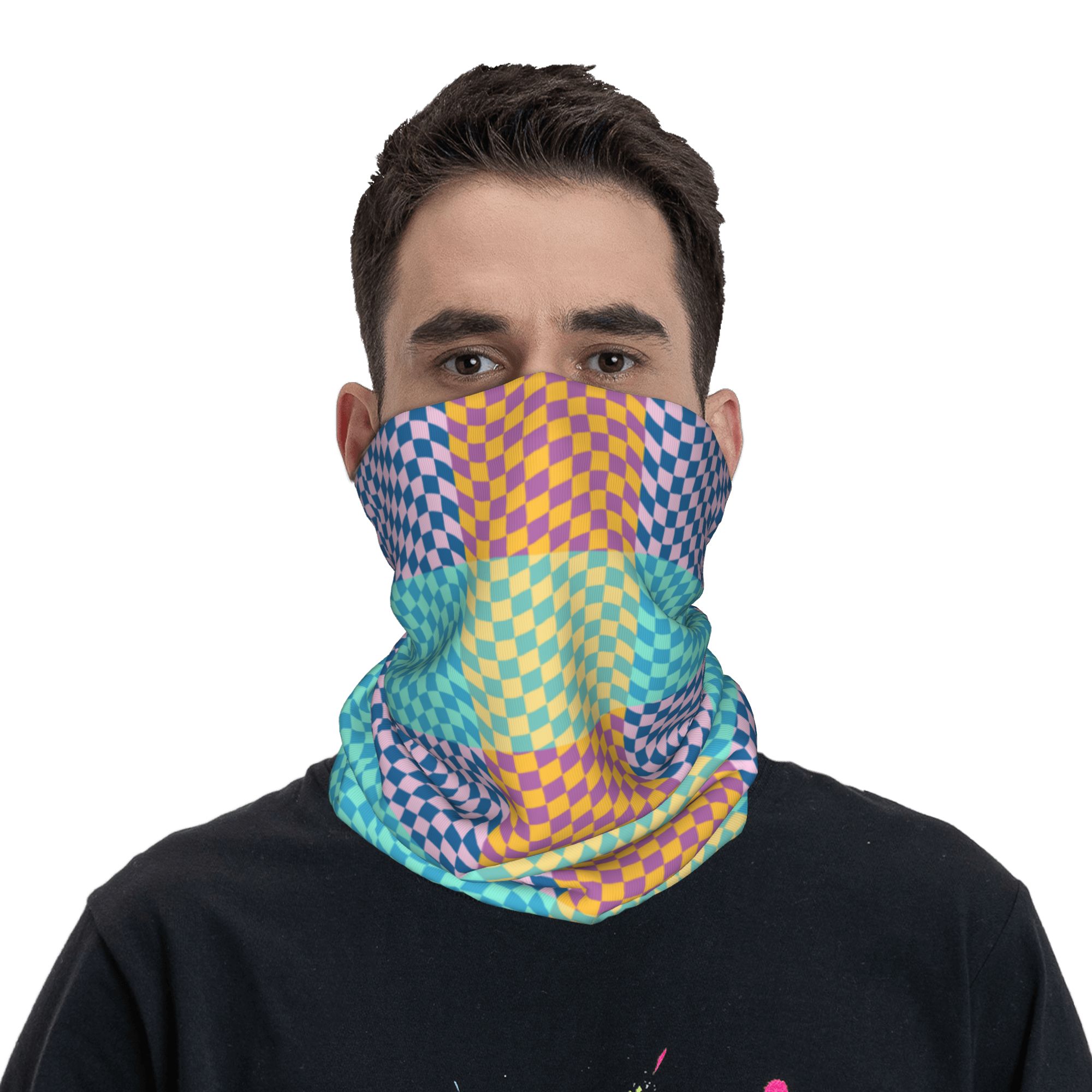 Bandana xadrez colorida person - Neck Warmer Tube avaliação e preço