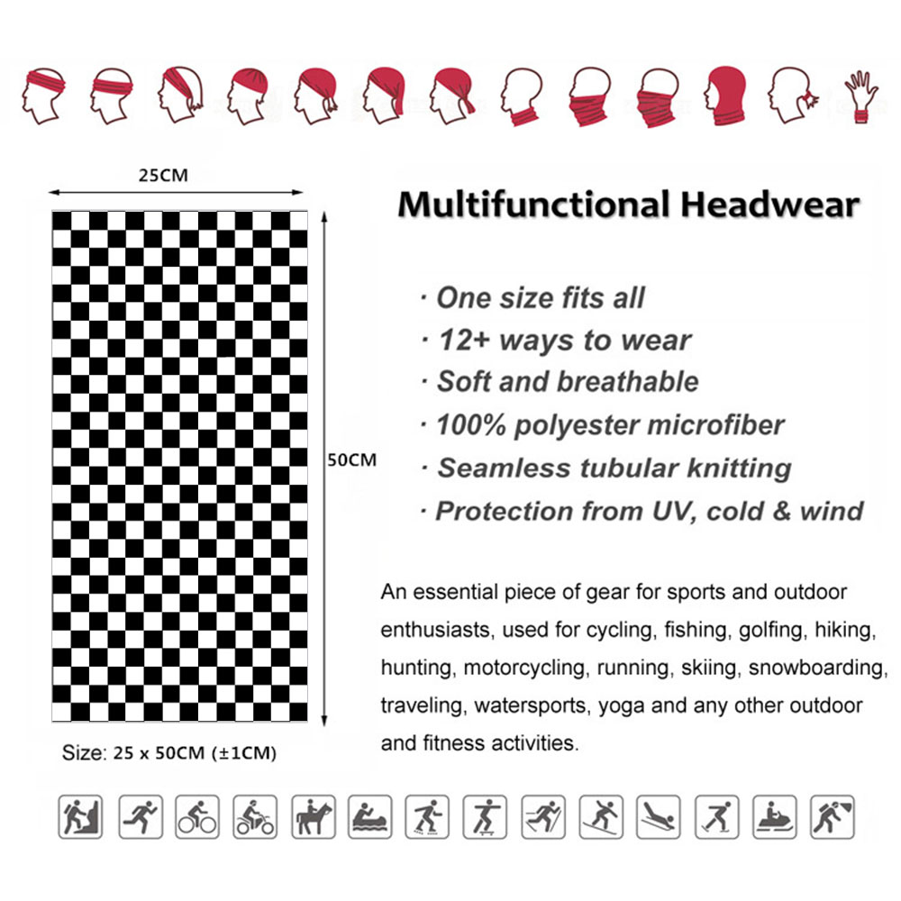 Xadrez ska impresso bandana pe - Neck Warmer Tube avaliação e preço